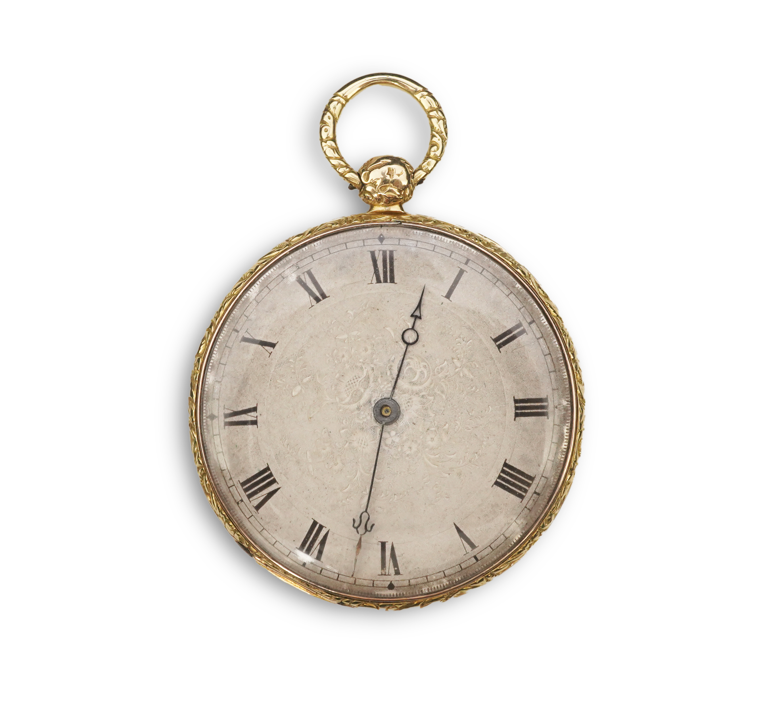 A lady's 19th century Swiss 18ct gold open faced key wind cylinder dress pocket watch